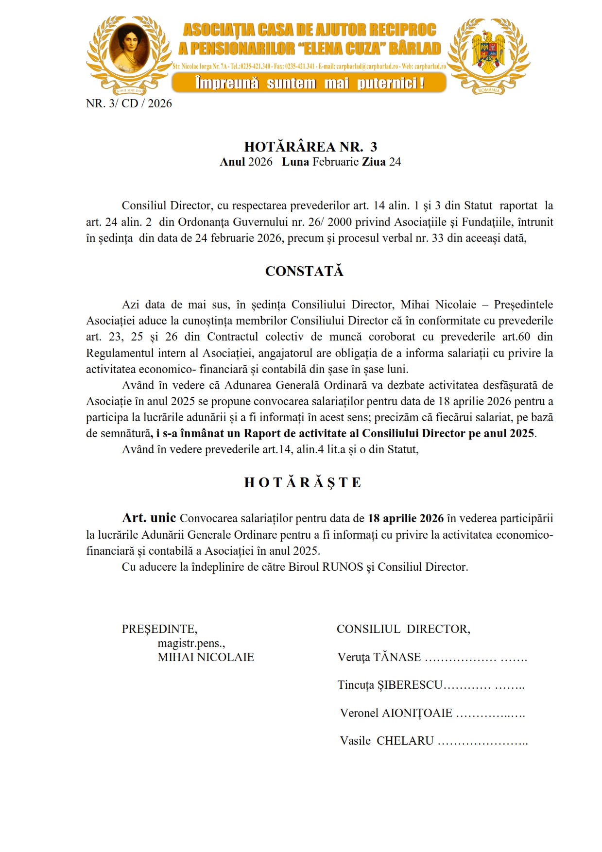 Adunarea Generală Ordinară