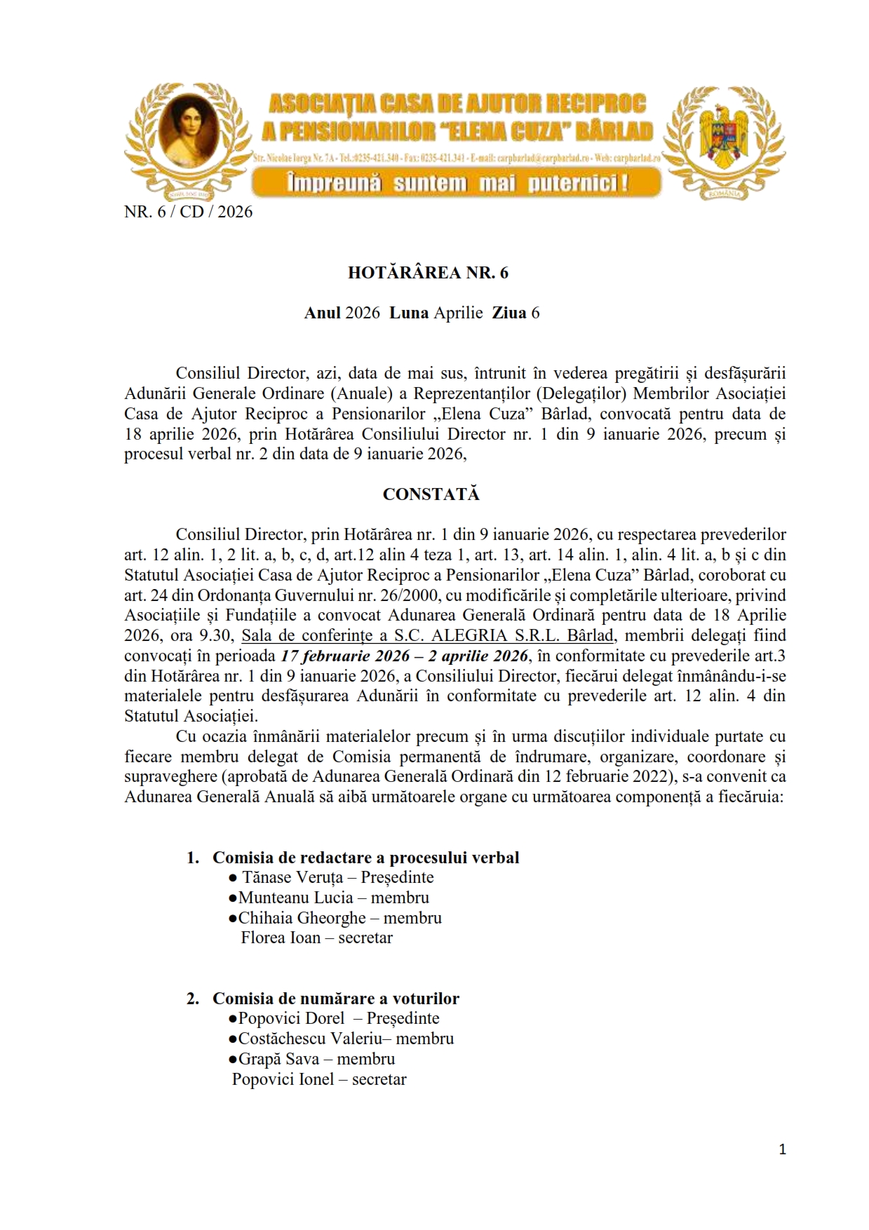 Adunarea Generală Ordinară