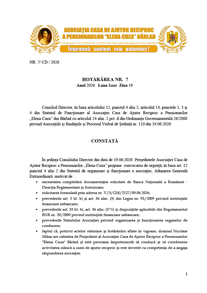 Hotărârea Nr.7