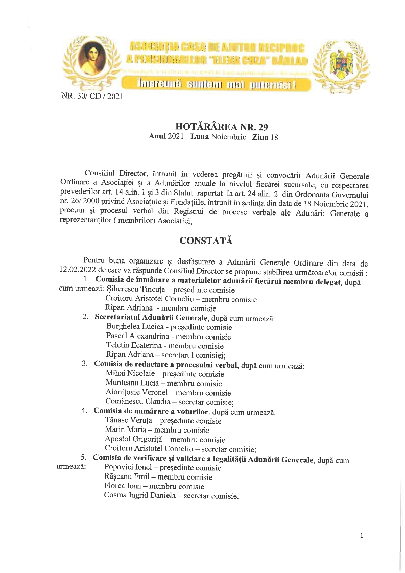 Hot?rârea nr. 29