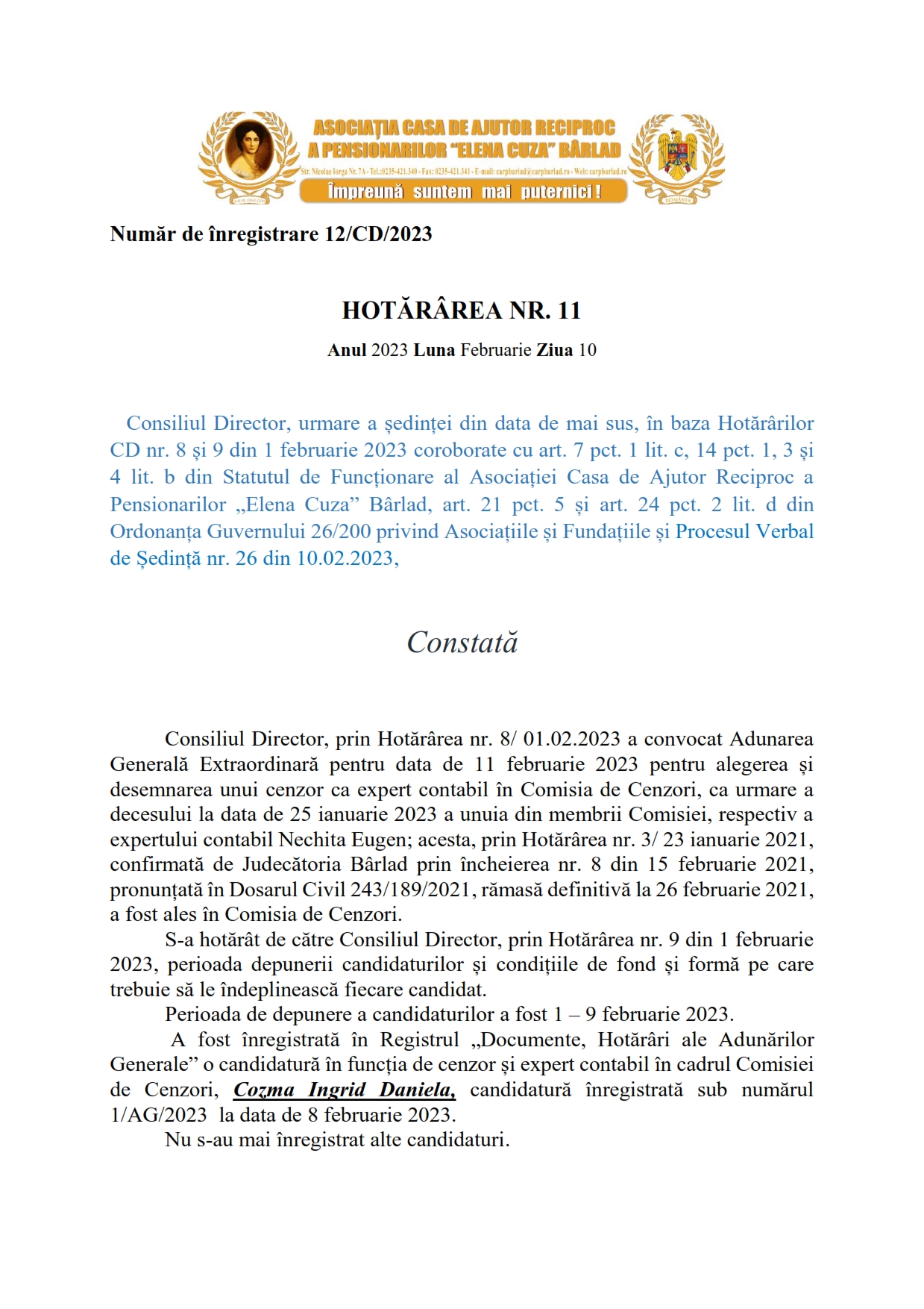 Adunarea Generală Extraordinară Adunarea Generală Extraordinară