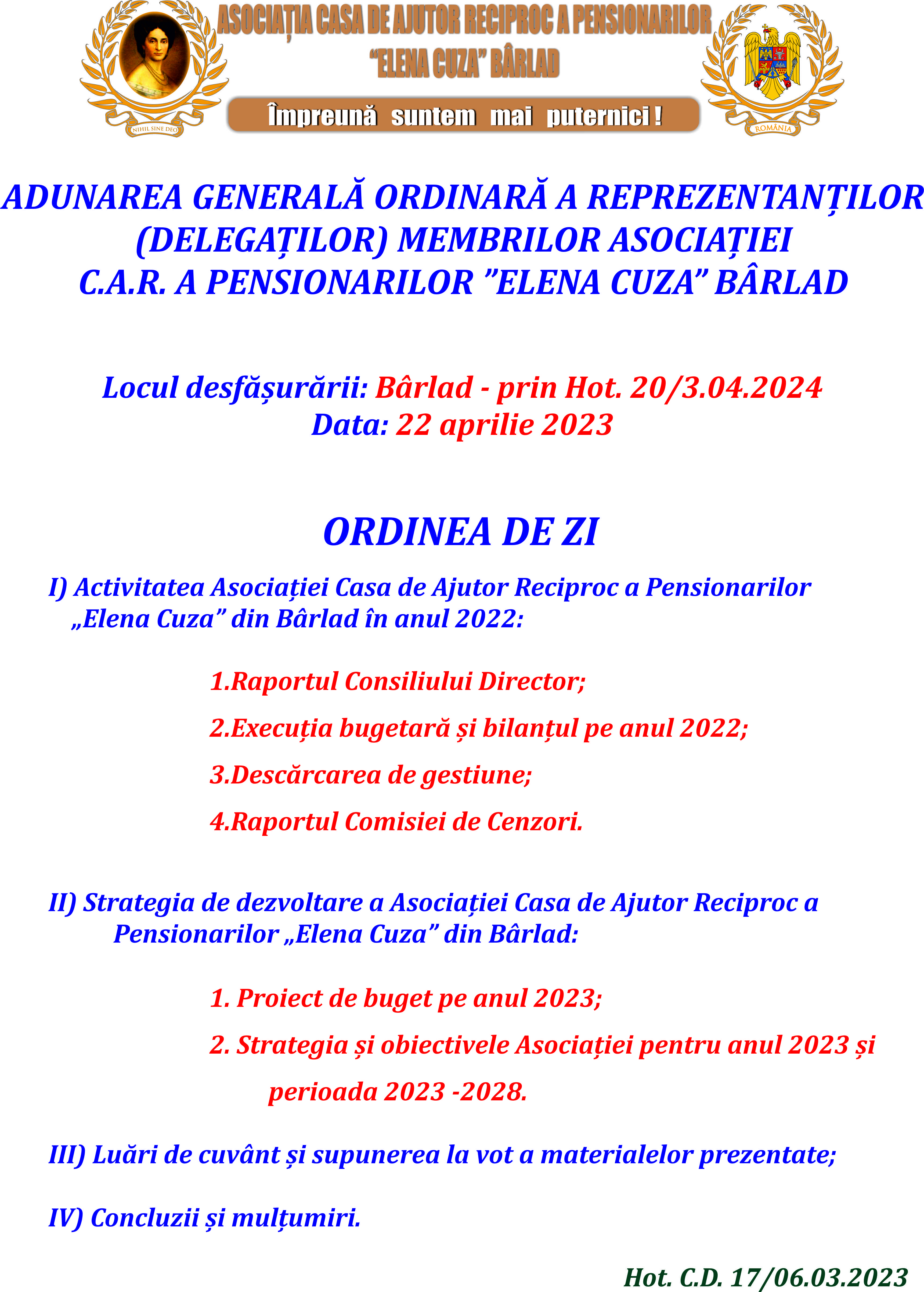 ADUNAREA GENERALĂ ANUALĂ 2023 ADUNAREA GENERALĂ ANUALĂ 2023
