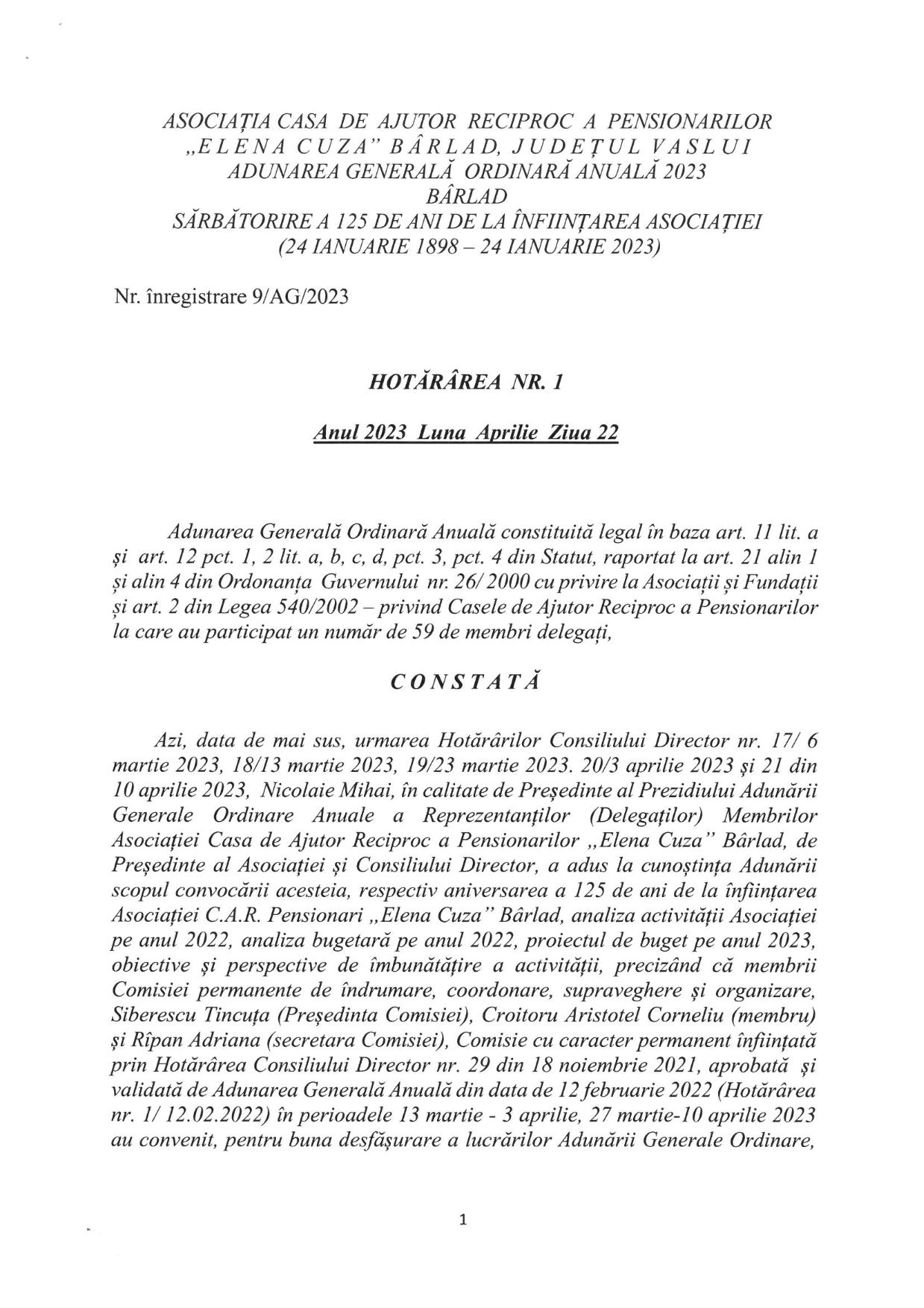 ADUNAREA GENERALĂ ANUALĂ 2023 ADUNAREA GENERALĂ ANUALĂ 2023