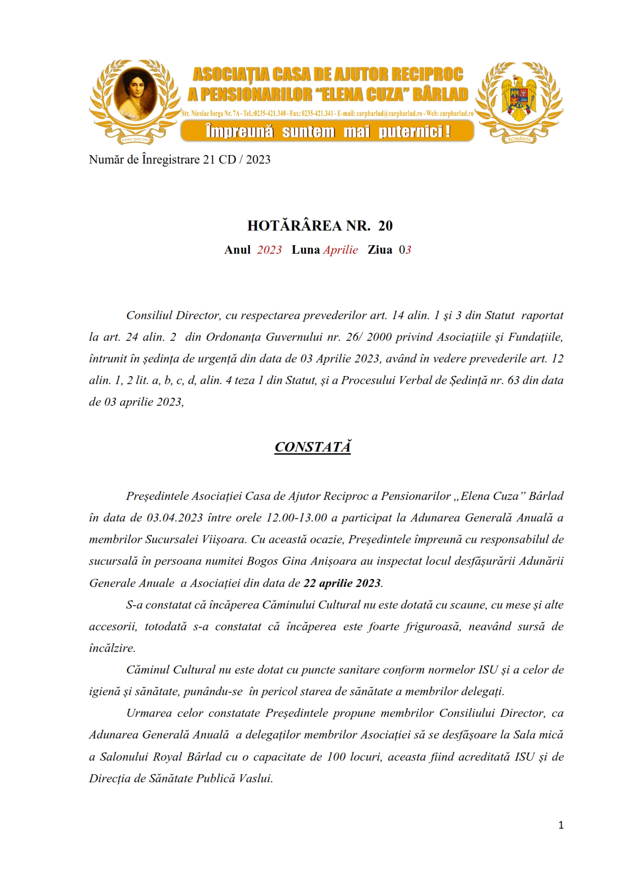 ADUNAREA GENERALĂ ANUALĂ 2023 ADUNAREA GENERALĂ ANUALĂ 2023