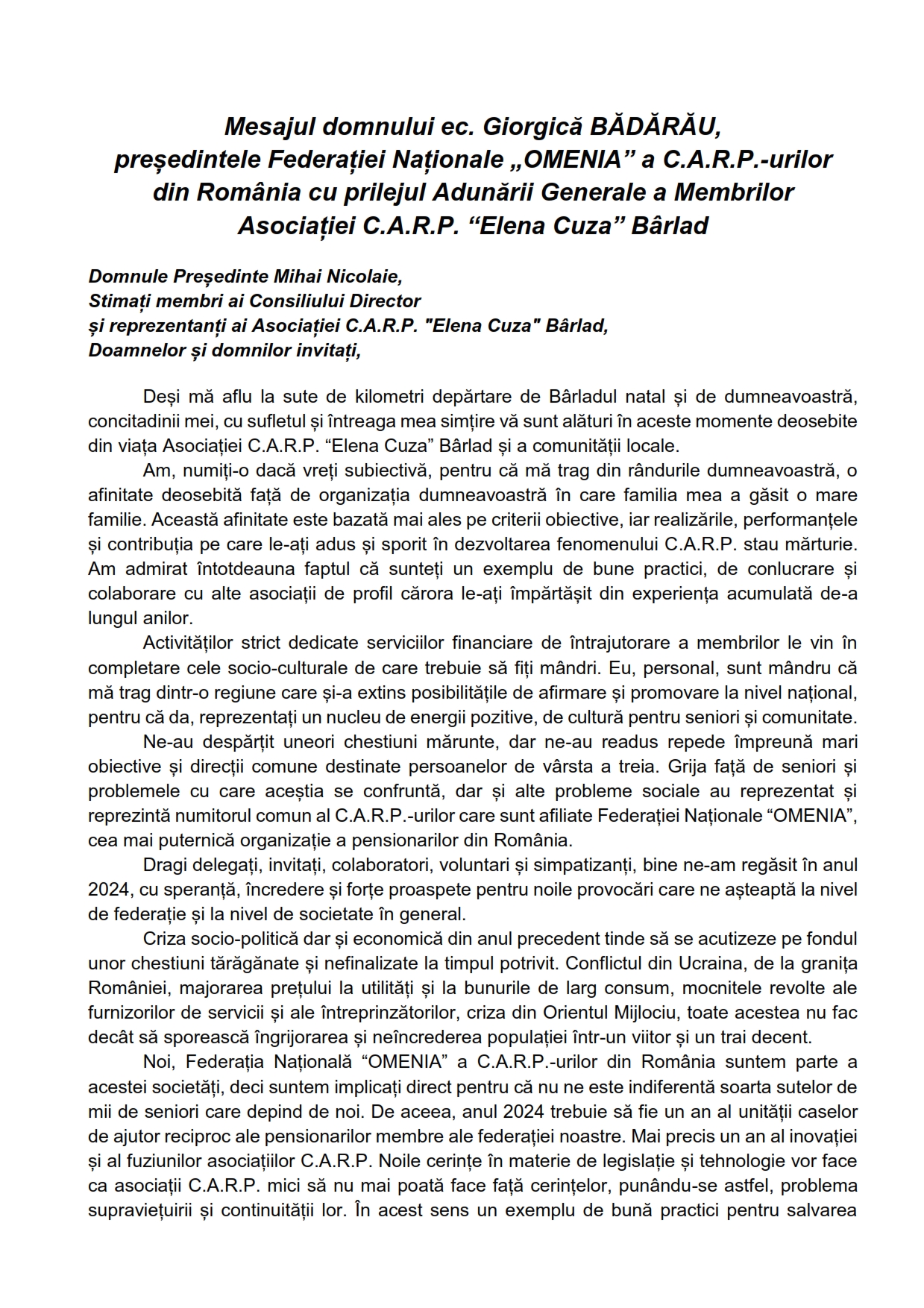 Adunarea Generala Ordinara Adunarea Generala Ordinara