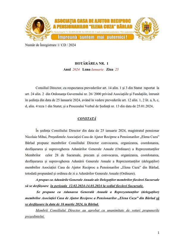 Adunarea Generala Ordinara Adunarea Generala Ordinara