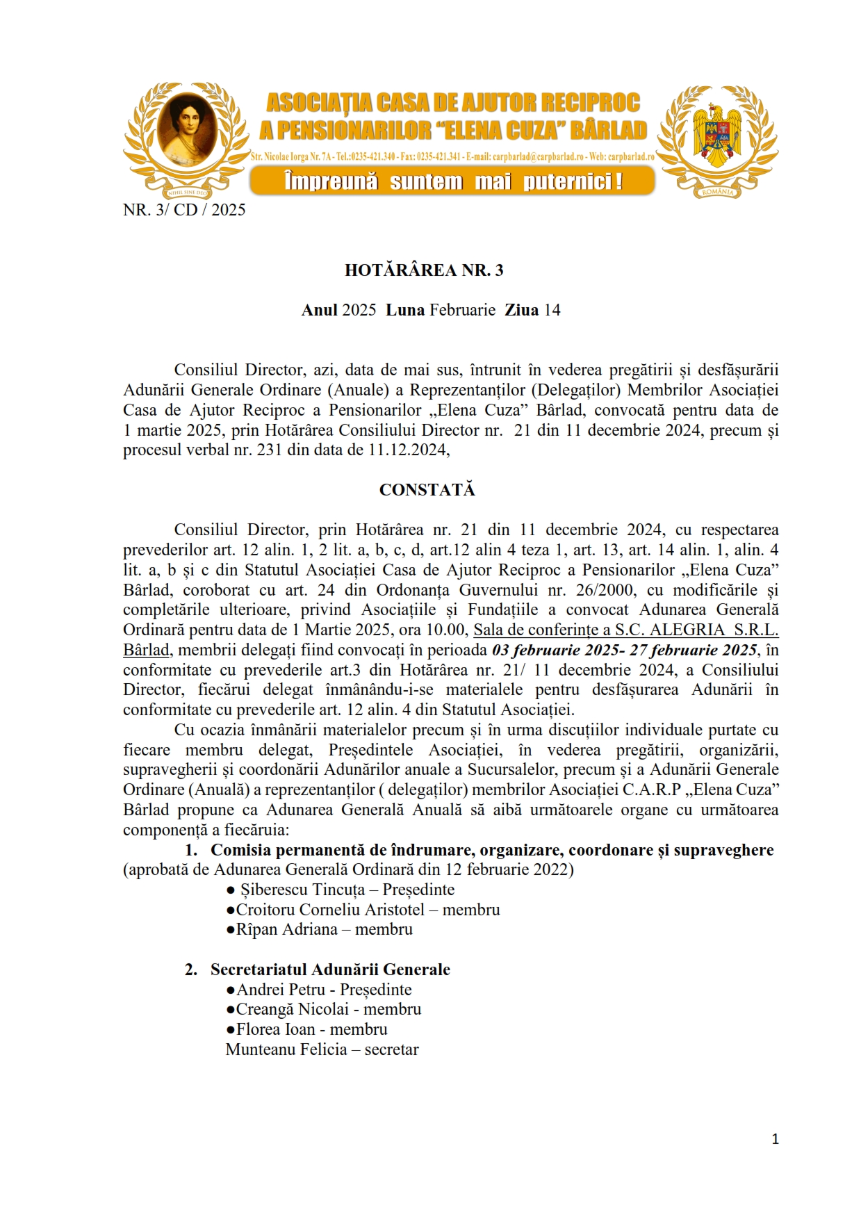 Adunarea Generala Ordinara